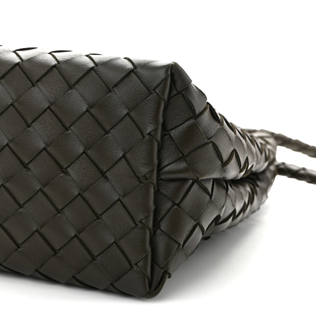 Nappa Intrecciato Medium Andiamo Shoulder Bag Kaki