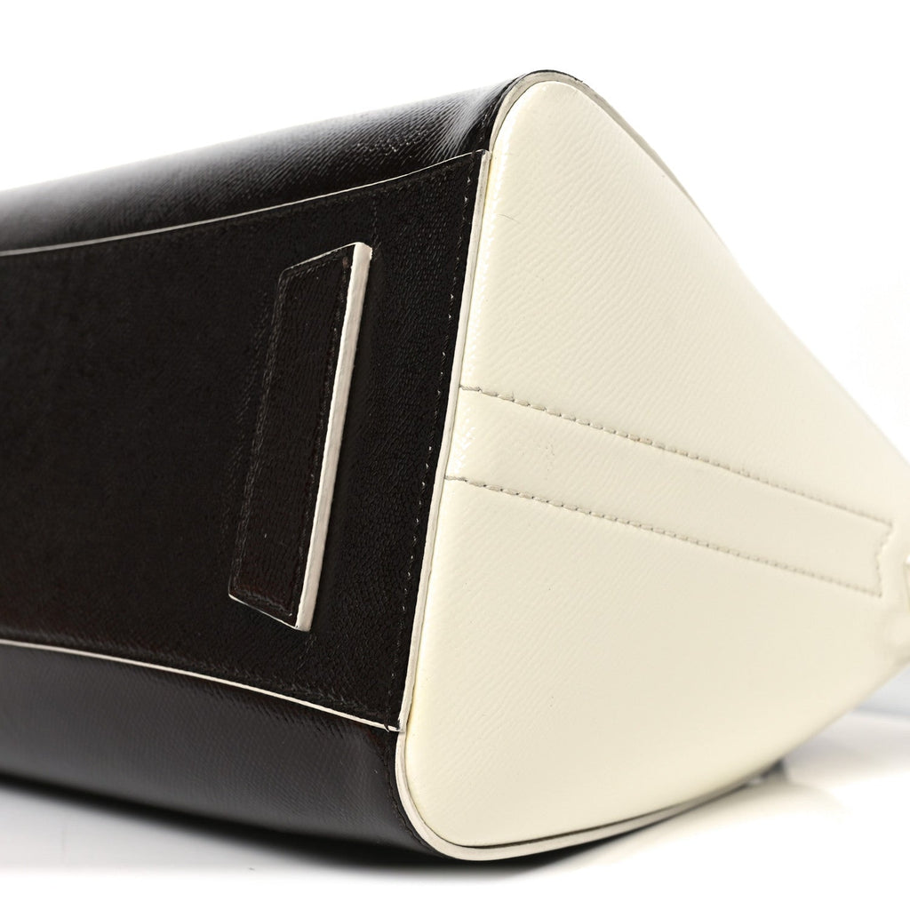 Textured Patent Calfskin Small Tri-Color Antigona Black White Brown