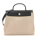 Toile Vache Calfskin Herbag PM 30 Navy Bleu Natural