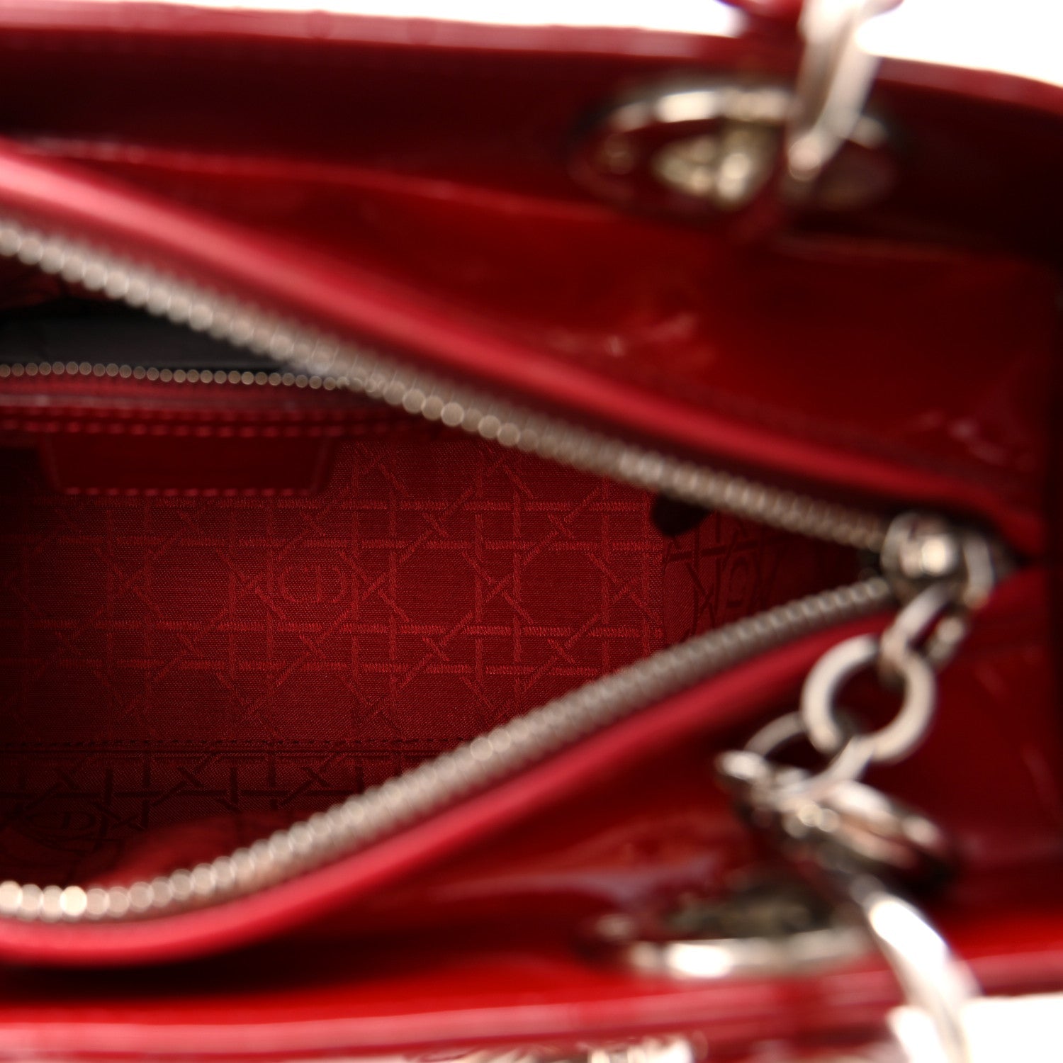 Patent Cannage Medium Lady Dior Red