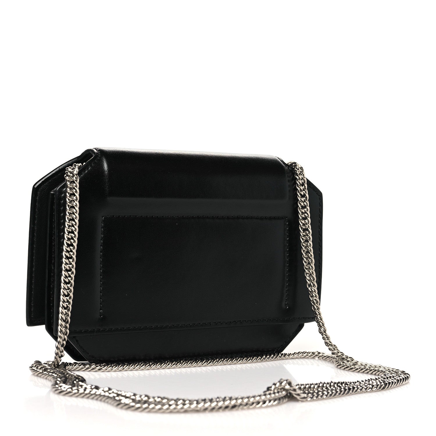 Calfskin Bow Cut Chain Wallet Black
