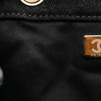 Washed Denim Quilted Large Chanel 25 Handbag Black