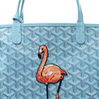 Goyardine Embroidered Flamingo Reversible Anjou PM Sky Blue