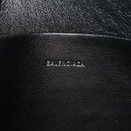 Calfskin Logo Large Cash Pouch With Handle Black White
