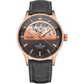 Edox Women's Automatic Watch Les Vauberts Open Heart 37mm Black Rose Gold