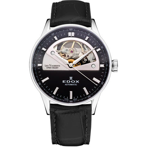 Edox Women's Automatic Watch Les Vauberts Open Heart 37mm Black