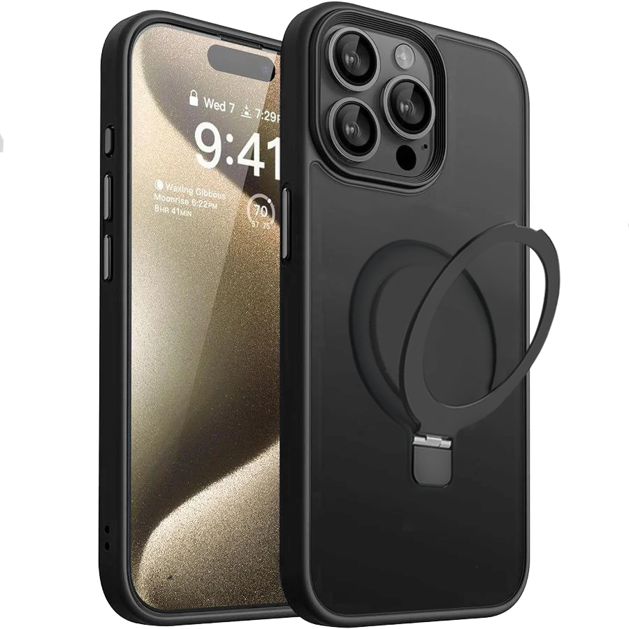 Entronix [Magnetic] Case Compatible with iPhone 15 Pro Max - Translucent Frosted Matte Gripstand