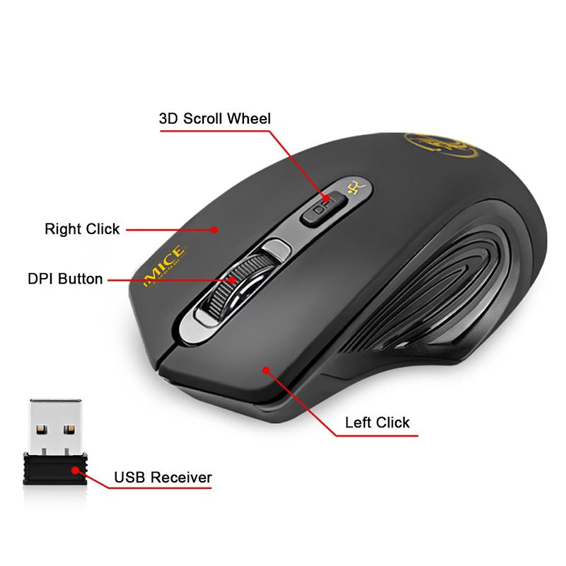 USB 3.0 Receiver Wireless Mouse 2.4G  Mouse 4 Buttons 2000DPI Optical Computer Mouse Ergonomic Mice For Laptop PC