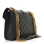 Grain De Poudre Textured Mixed Matelasse Triquilt Medium Monogram Satchel Dark Smog