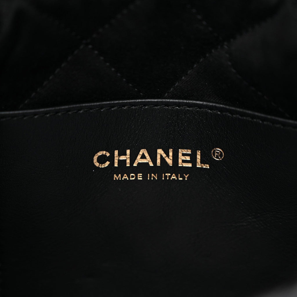 Shiny Calfskin Quilted Mini Chanel 22 Black