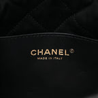 Shiny Calfskin Quilted Mini Chanel 22 Black