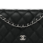 Caviar Quilted Wallet on Chain WOC Black