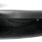 Calfskin Double Stitch Large Boy Flap Black