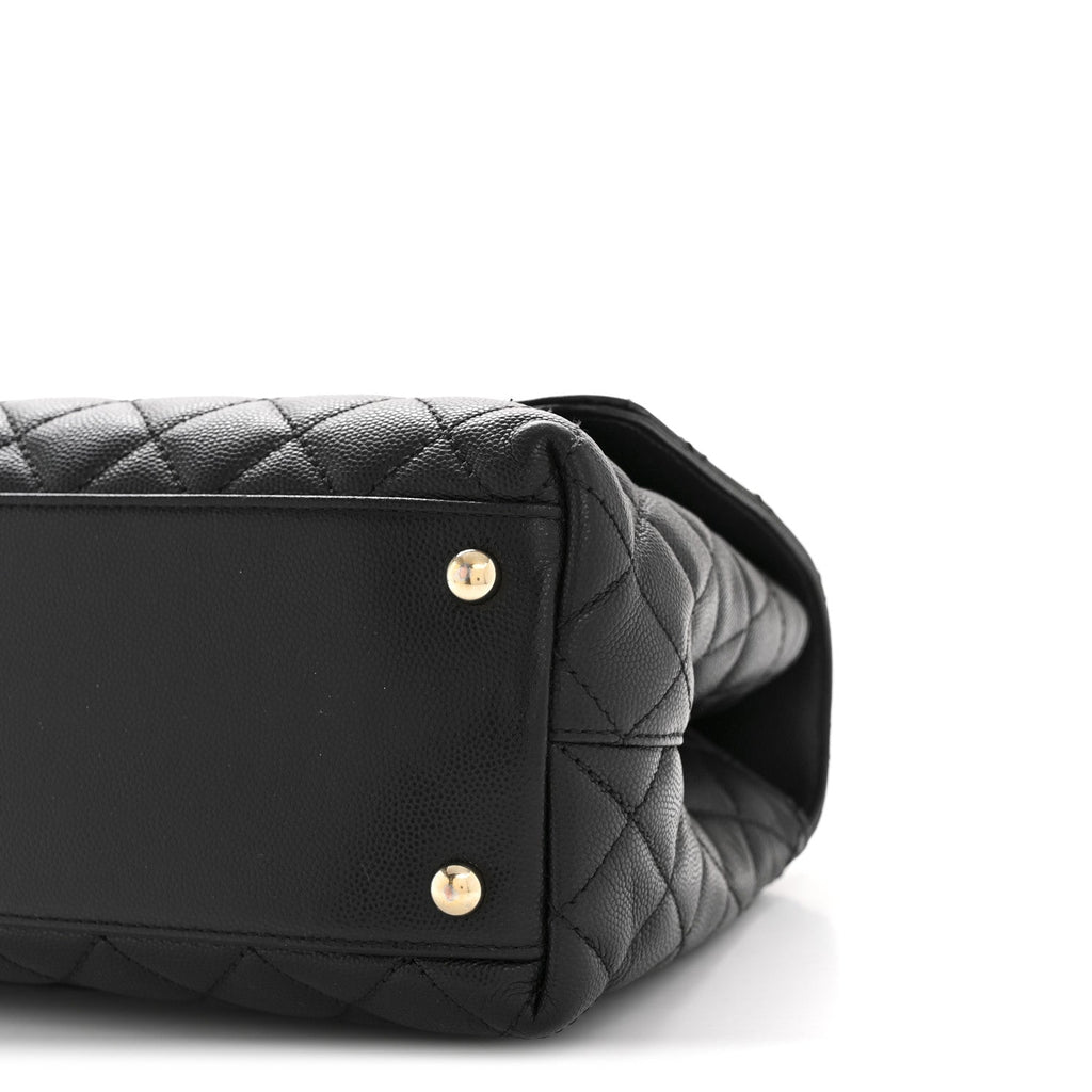Caviar Quilted Small Coco Handle Flap Black