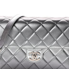 Metallic Lambskin Large Like A Wallet Flap Silver