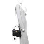 Natural Smooth Calfskin Mini Rodeo Top Handle Handbag Black