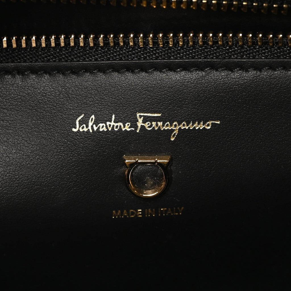 Grainy Calfskin Gemini Tote Black