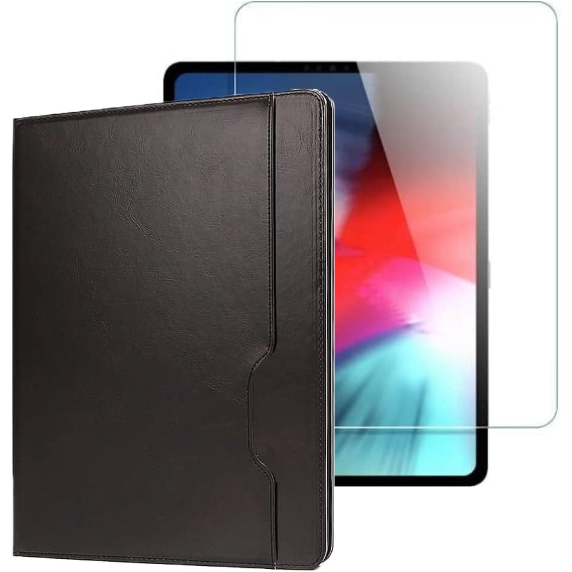SAHARA - Black Business Folio Case with Tempered Glass Screen - iPad Pro 12.9" (4th, 5th, and 6th Generation)