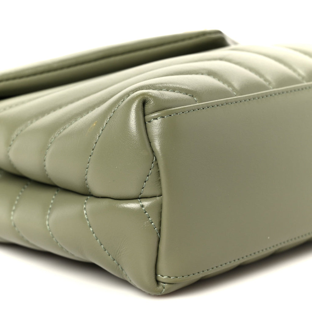Calfskin Y Quilted Monogram Small Loulou Chain Satchel Light Sage