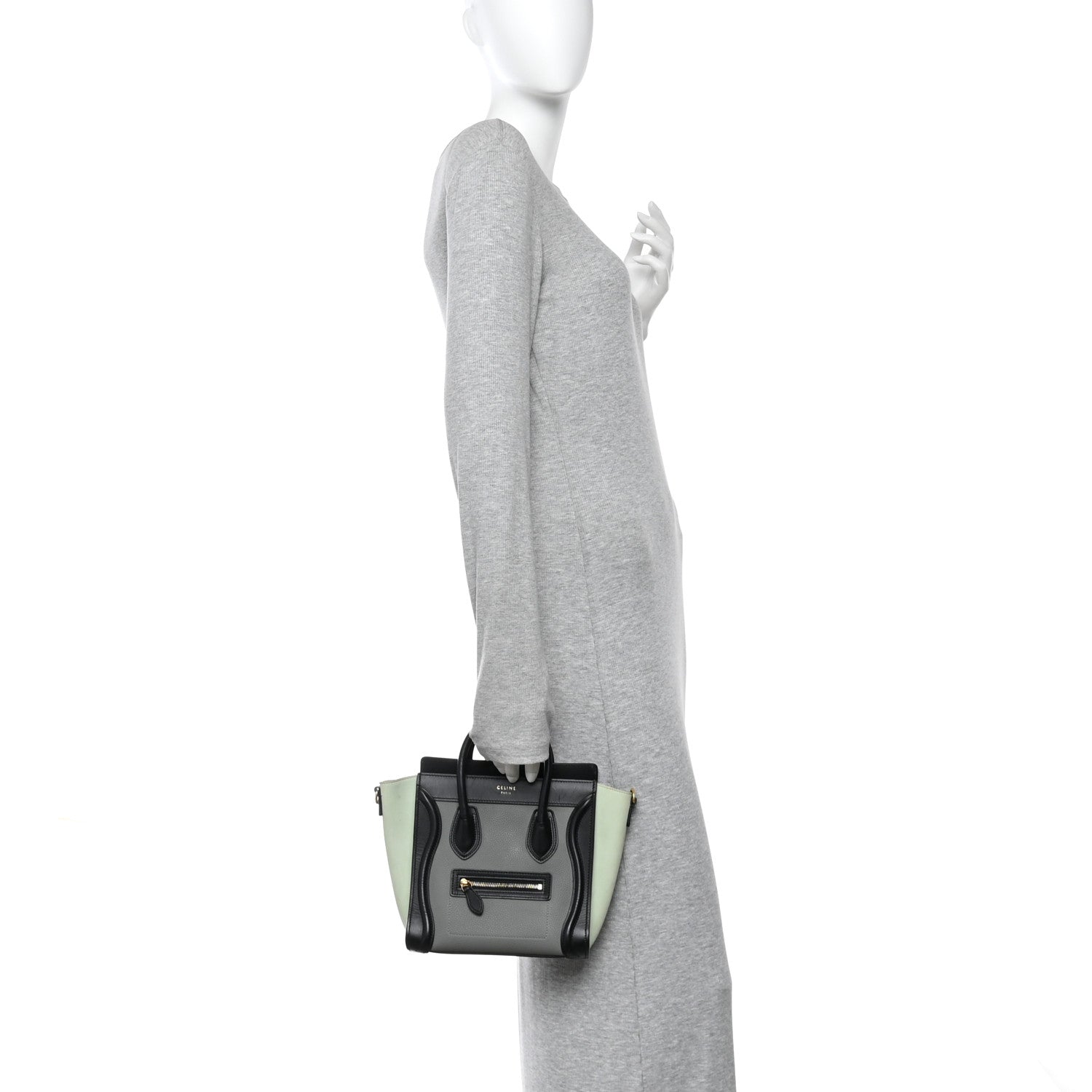 Baby Grained Calfskin Nano Tri-Color Luggage Zinc Almond