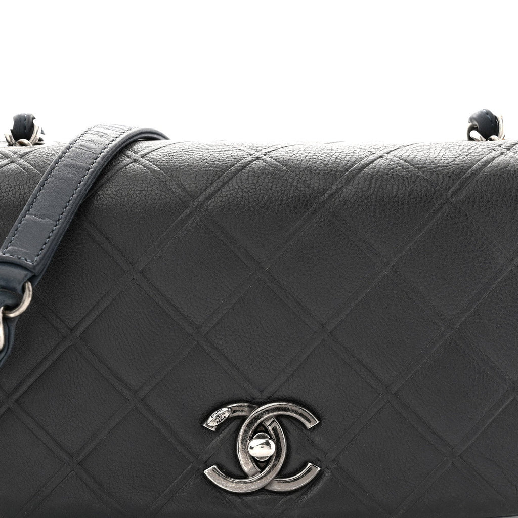 Calfskin Diamond Embossed New Chic Flap Blue