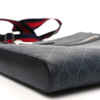 GG Supreme Monogram Web Small Flat Messenger Bag Black Grey