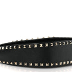 Grained Calfskin Rockstud Saddle Bag Black