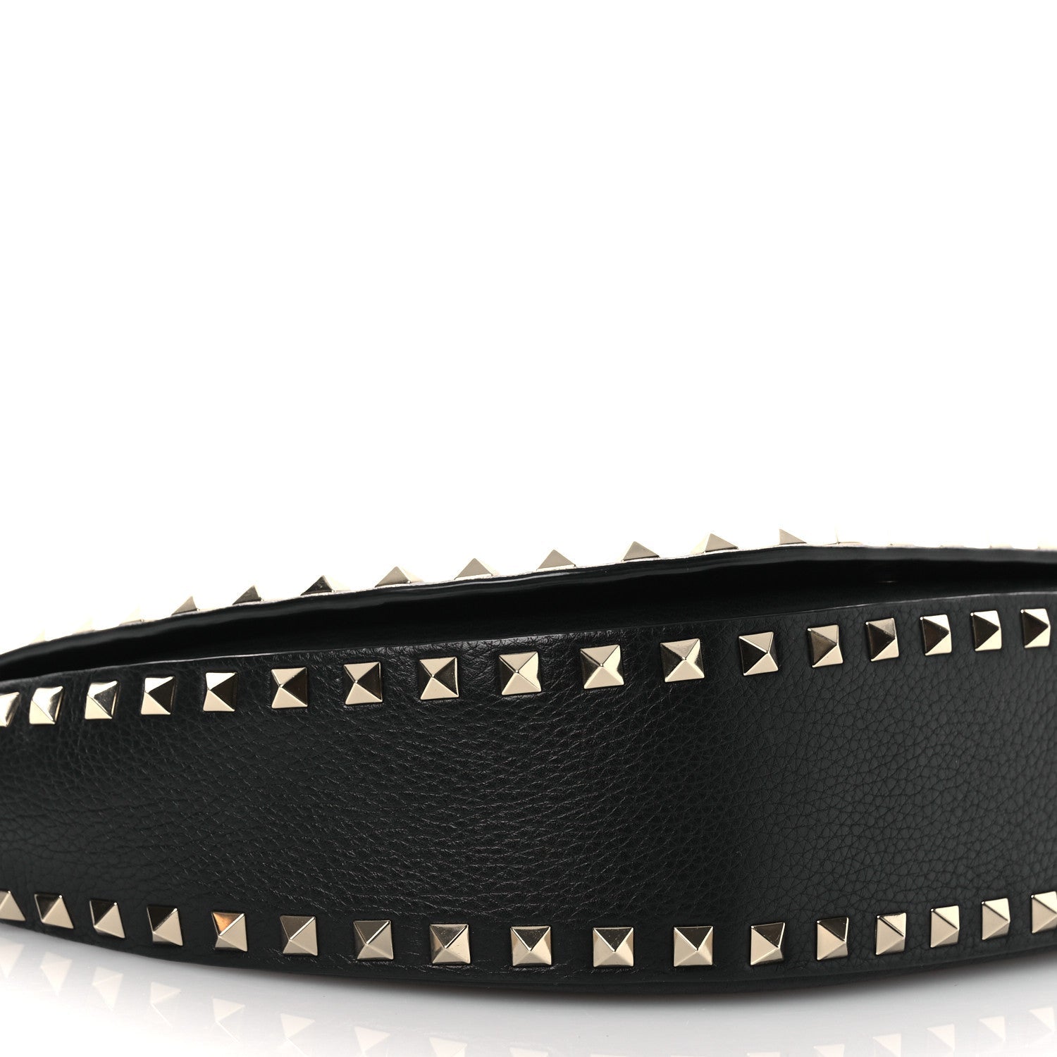 Grained Calfskin Rockstud Saddle Bag Black