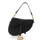 Grained Calfskin Saddle Bag Black