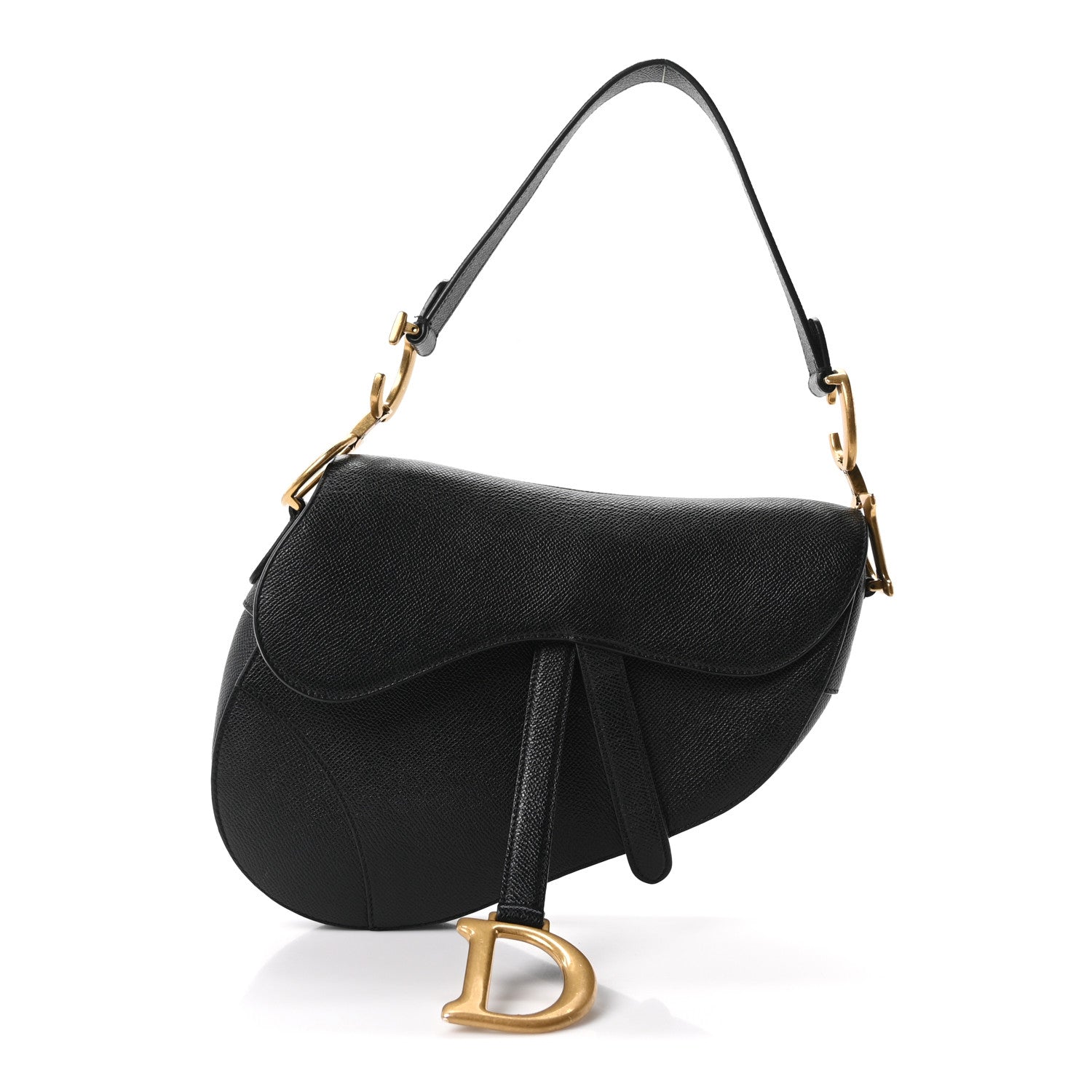 Grained Calfskin Saddle Bag Black