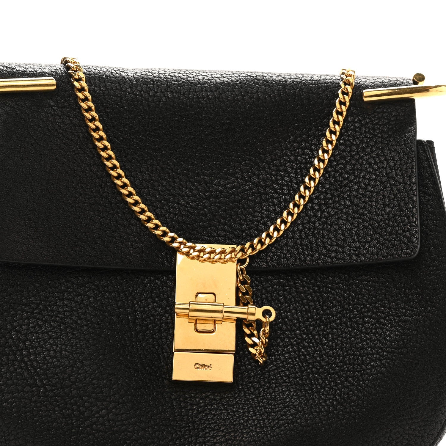 Grained Lambskin Drew Shoulder Bag Black