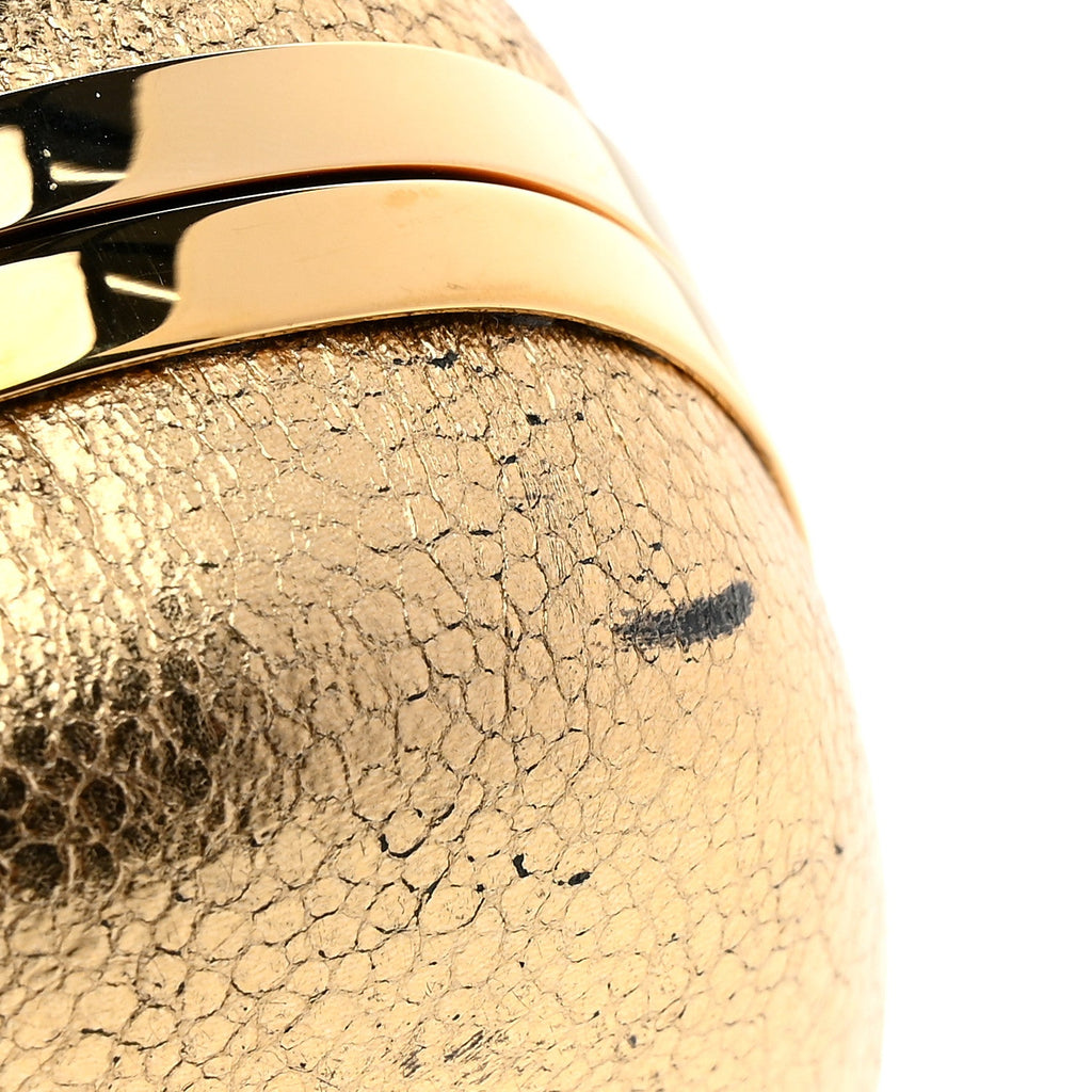 Metallic Nappa Skull Box Clutch Gold