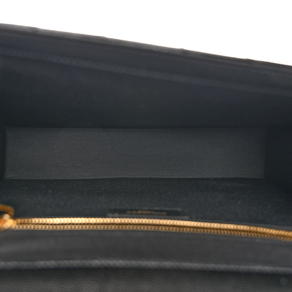 Grain De Poudre Matelasse Chevron Large Monogram Satchel Black
