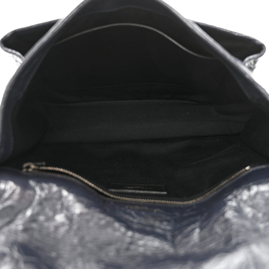 Crinkled Calfskin Matelasse Monogram Medium Niki Chain Satchel Deep Marine