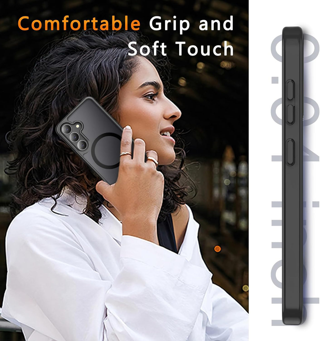 Entronix Bundle Compatible with Galaxy S24 - [Magnetic] Translucent Matte Case & 1 Clear Screen Protector