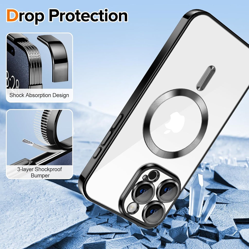 Entronix [Magnetic] Case Compatible with iPhone 15 - [Clear Back] Luxury Glossy Cover