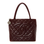 Caviar Quilted Medallion Tote Bordeaux