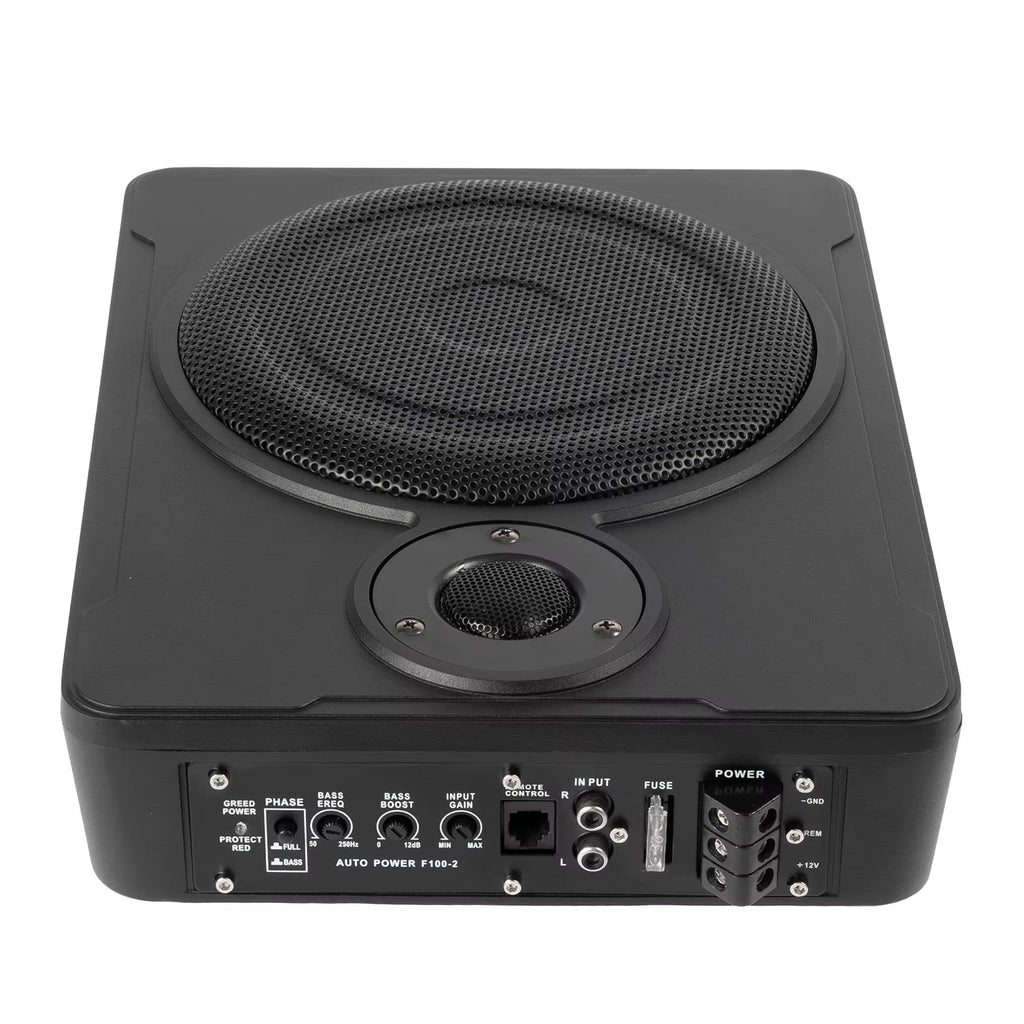 8-Inch 200W Under-Seat Active Subwoofer with Power Amplifier for Car Audio Systems - Ultra Slim Design, 30-100Hz Frequency Range