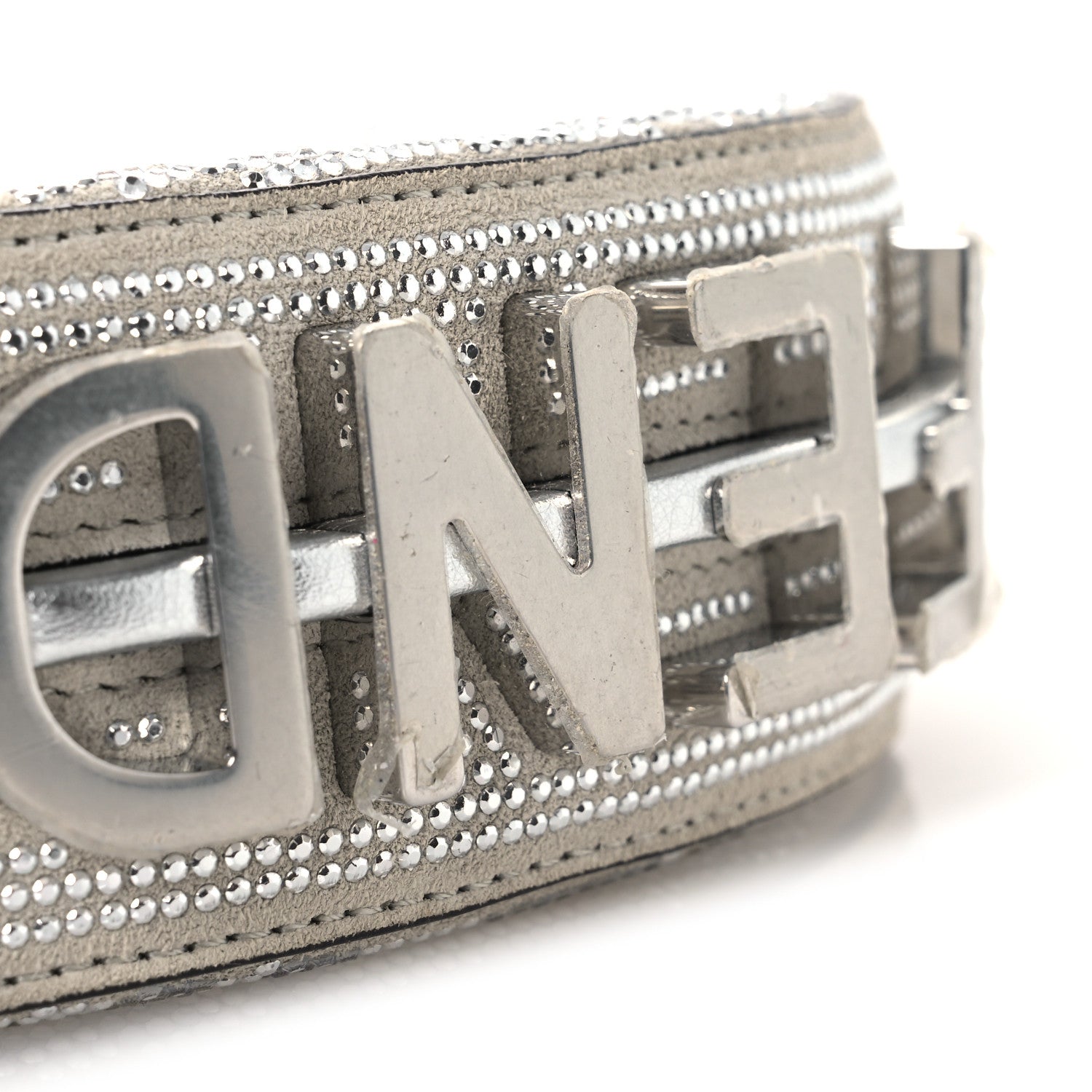 Crystal Vitello Laminato Suede FF Nano Fendigraphy Hobo Charm Grey
