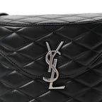 Lambskin Quilted Monogram June Box Bag  Black