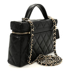 Caviar Quilted Top Handle Slim Vanity With Chain Black