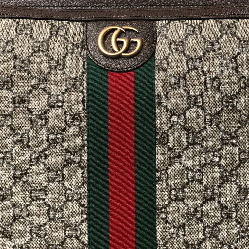 GG Supreme Monogram Web Medium Savoy Trolley Beige Ebony