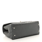 Metallic Caviar Chevron Quilted Small Coco Handle Flap Dark Silver
