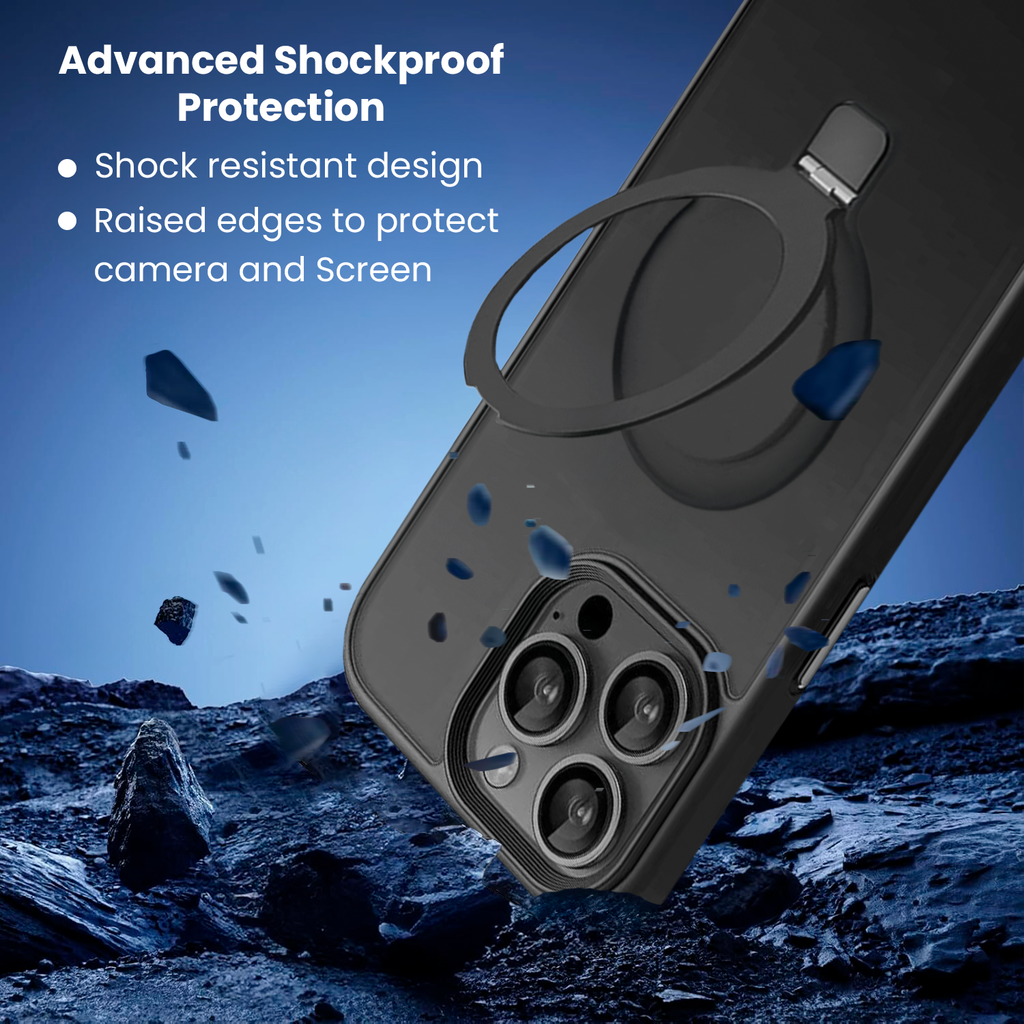 Entronix [Magnetic] Case Compatible with iPhone 15 Pro - Translucent Frosted Matte Gripstand