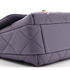 Shiny Lambskin Quilted Mini Pearl Logo Flap Light Purple