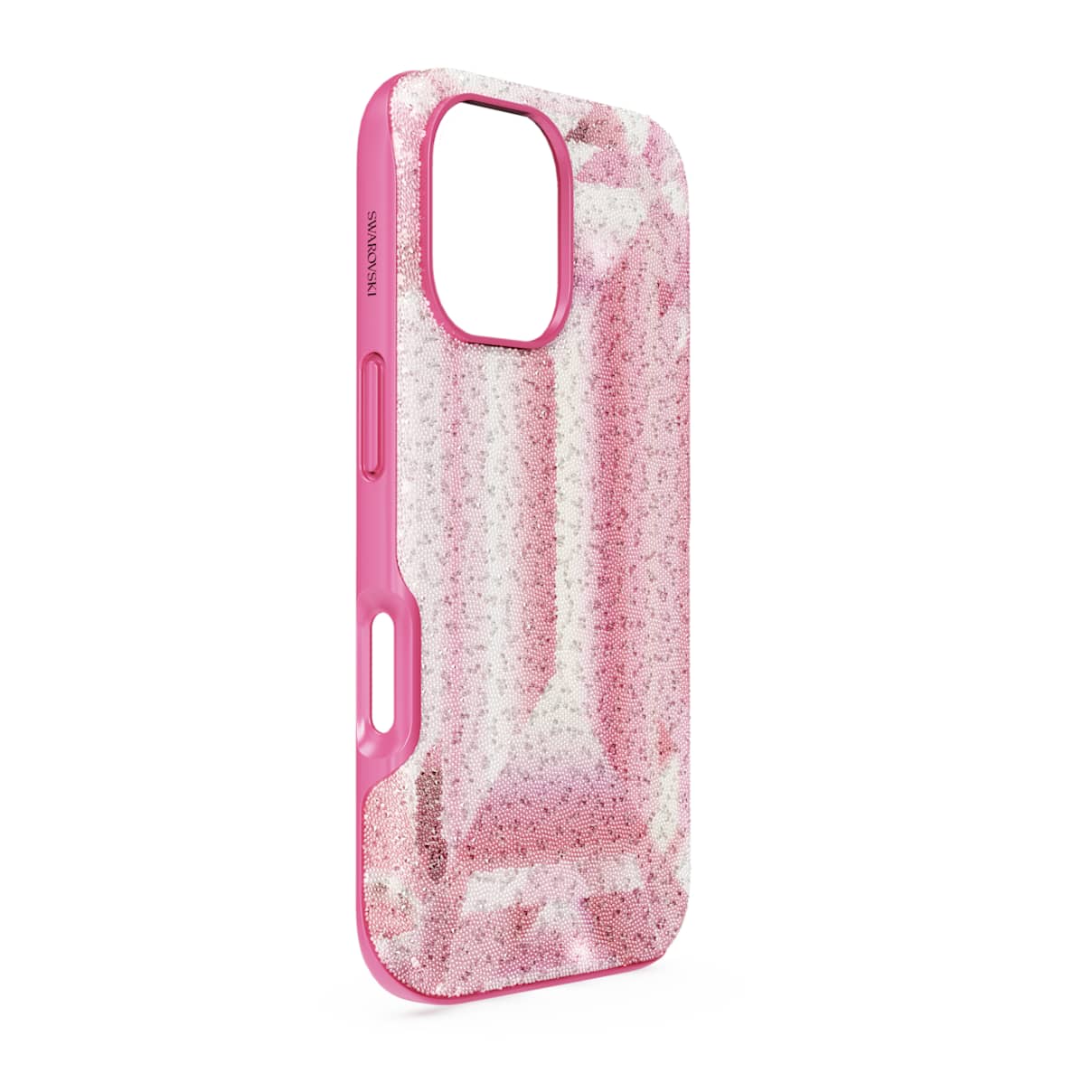 High smartphone case, Crystal print motif, iPhone 16, Pink
