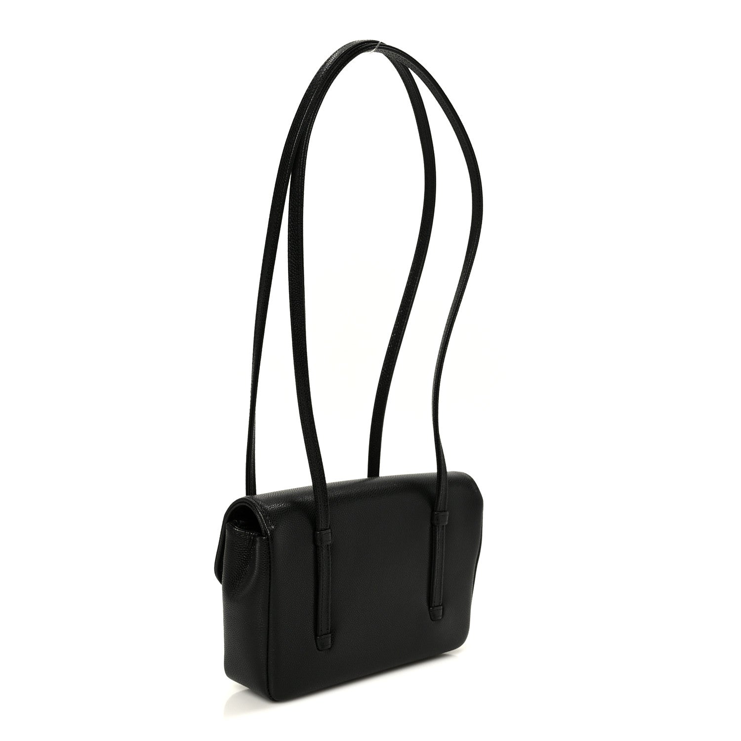 Shiny Caviar Mini Preppy Coco Shoulder Bag Black