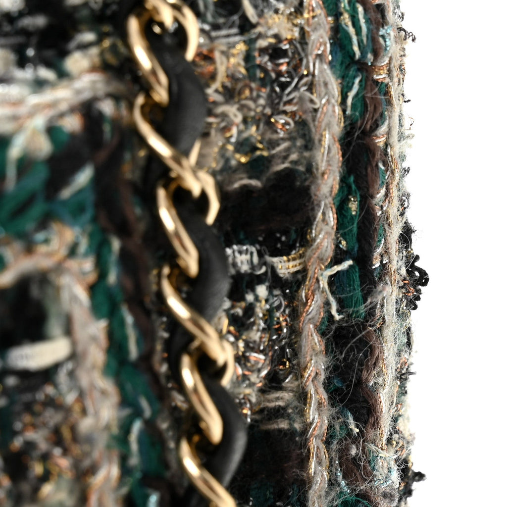 Tweed Braid Medium Flap Turquoise Multicolor