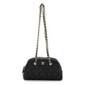 Denim Quilted Clutch With Chain Dark Blue Orange