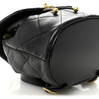 Lambskin Quilted Logo Mini Backpack Black